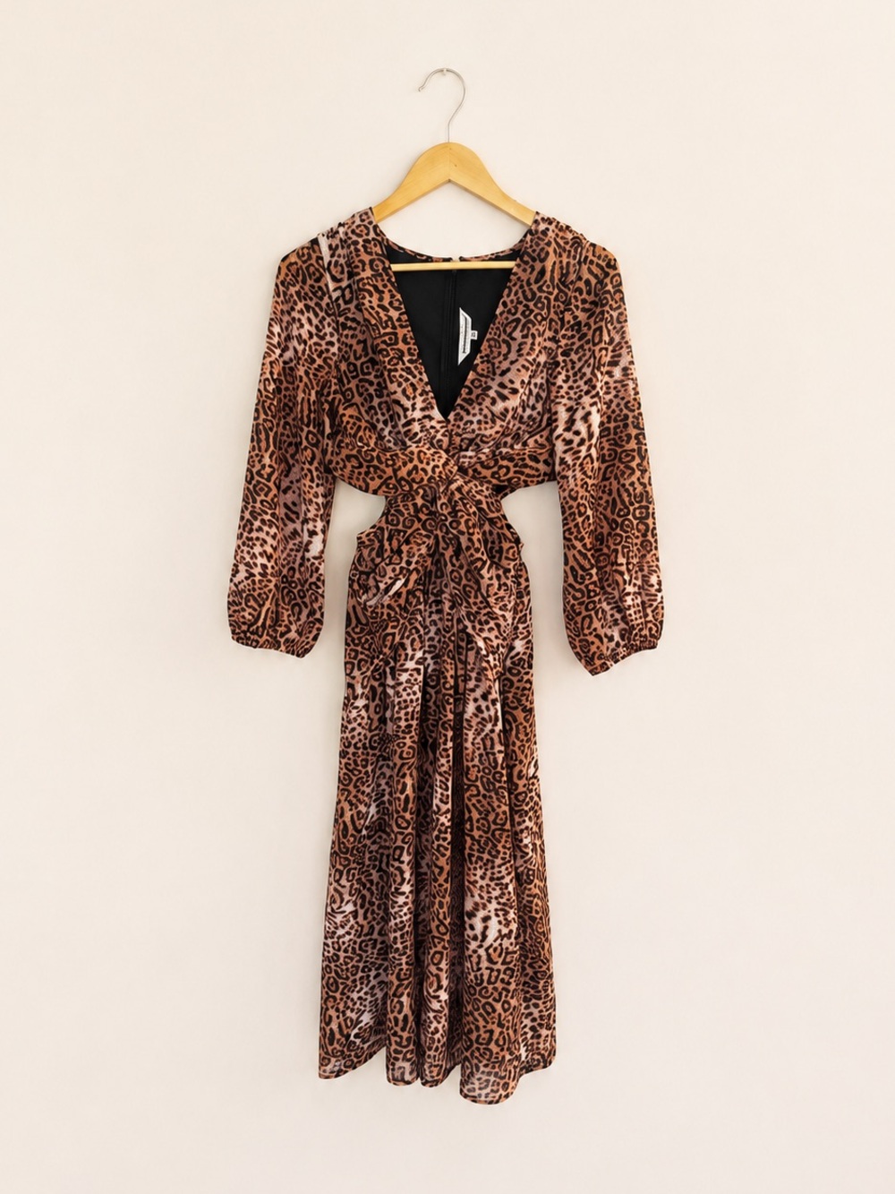 Anthropologie Ranna Gill Leopard Printed Cut Out Midi Dress XS